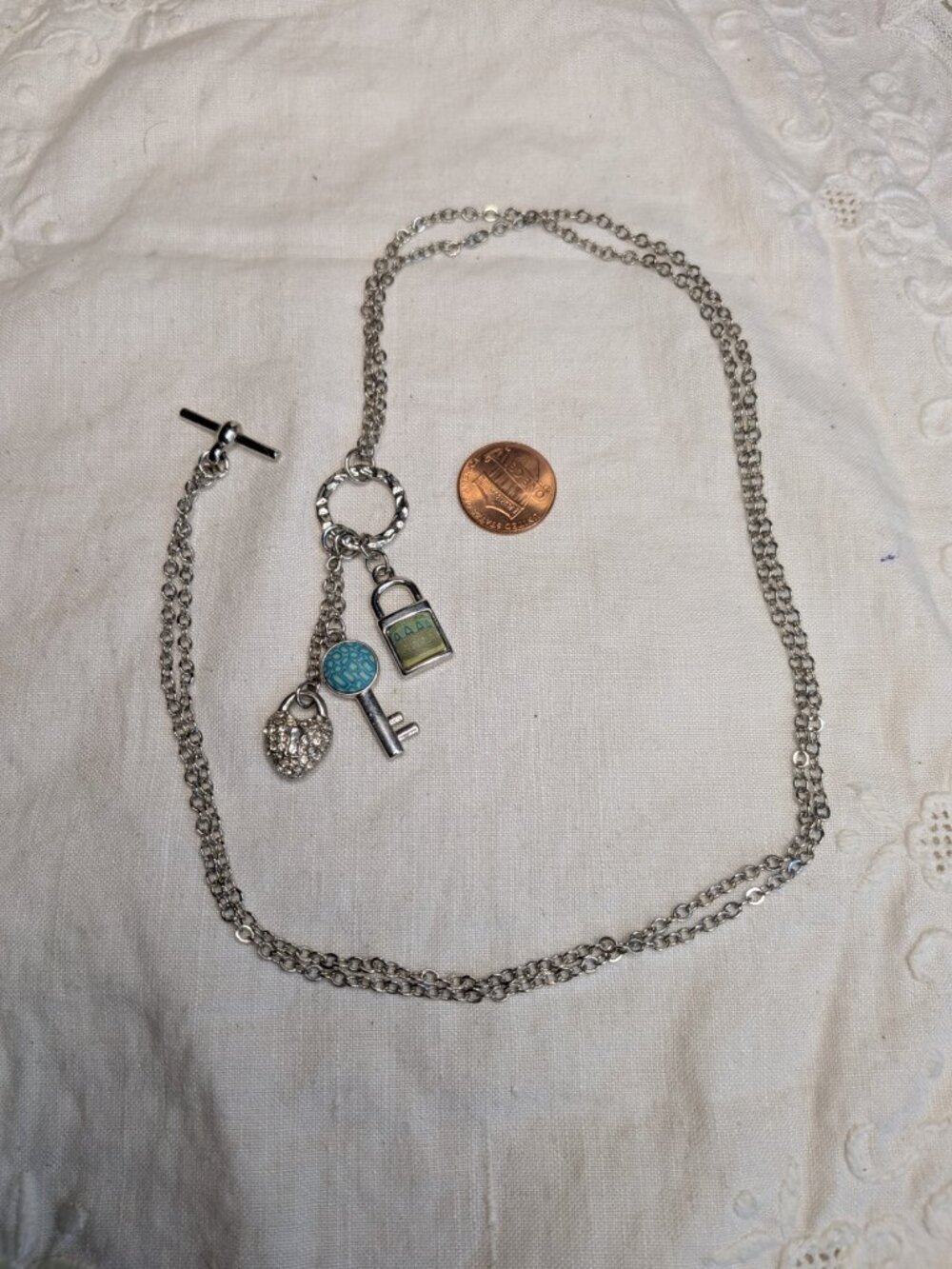Jilzara Silver Charm Necklace – Lock & Key Polymer Clay Design